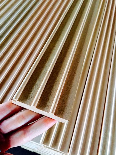Fluted timber paneling profile close up
